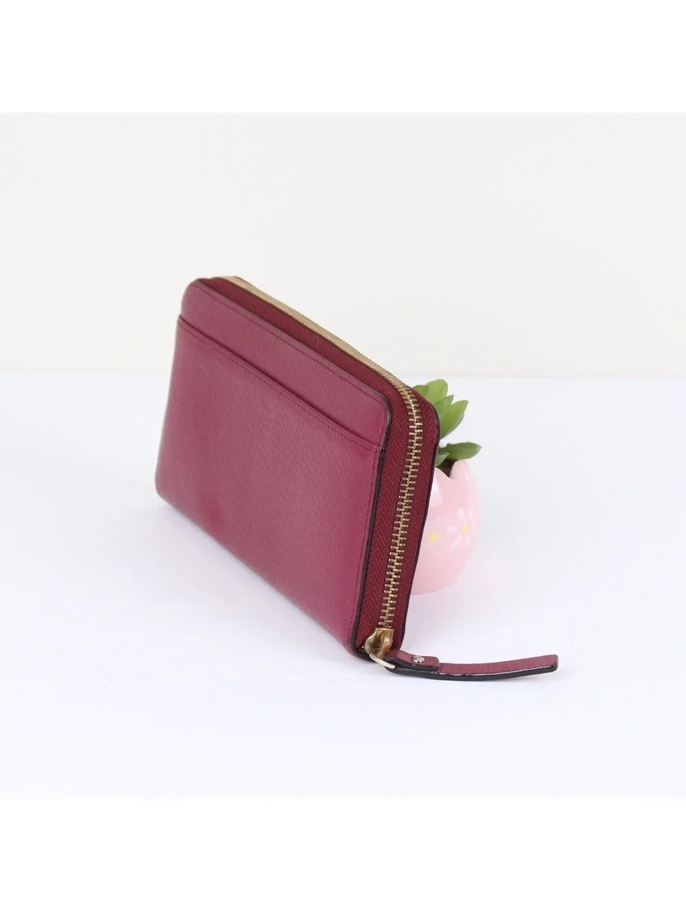 Kate Spade Grove Street Neda Zip Around Leather Wallet Plum Bordeaux WLRU2820